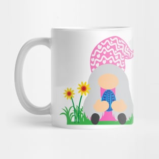 Easter Gnome Pink Hat in a Garden Mug